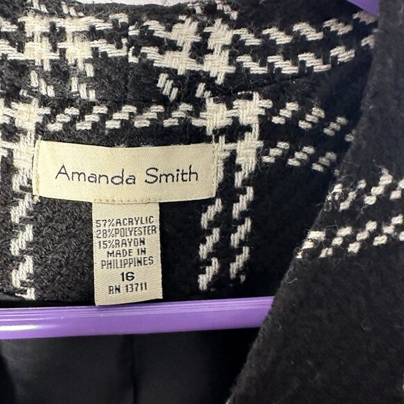 EUC Amanda Smith Womens Black White Jacket Coat Plus 16 - Picture 2 of 3